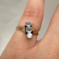 Victorian 3 Stone Moonstone and 14K Gold Ring