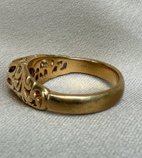 Garnet Ring with Scrolled Shoulders in 14K Gold