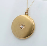 Large Victorian Star Set Diamond and 10K Gold Locket
