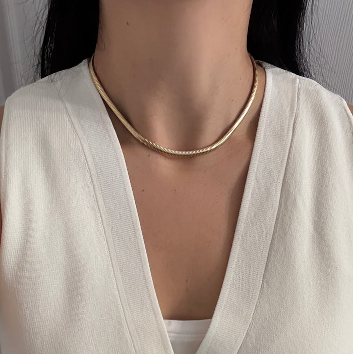 Vintage 14K Gold Snake Chain, 16" Long