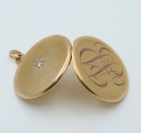 Large Victorian Star Set Diamond and 10K Gold Locket