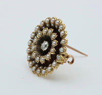 Victorian Diamond and Split Pearl Sunflower Pin