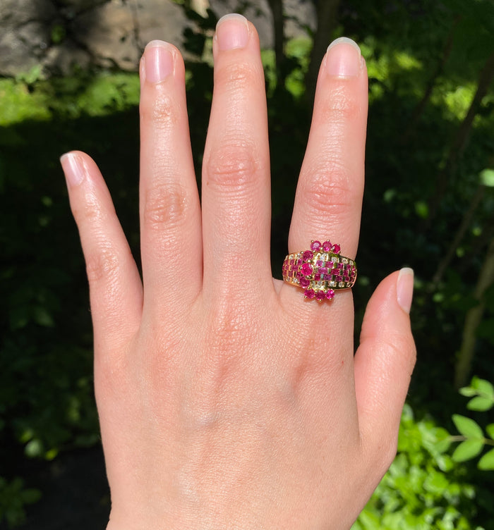 Vintage Ruby and Diamond Buckle Ring