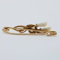 Art Nouveau Pearl and 14K Gold Lily Safety Pin