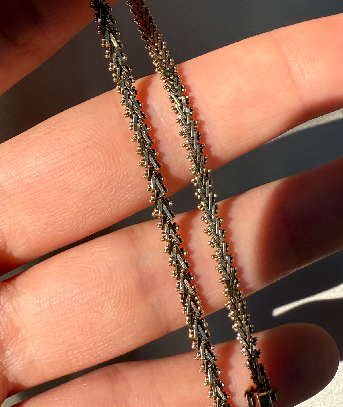 Chevron Link 14K Gold Bracelet, 7.4" Long