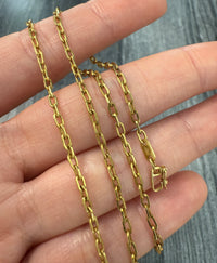 Vintage 18K Gold Paperclip Chain, 15.75" Long