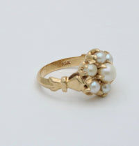 Victorian Revival Pearl Cluster 14K Gold Ring