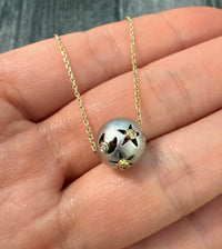 Celestial Diamond Ball Slider Necklace, 18" Long