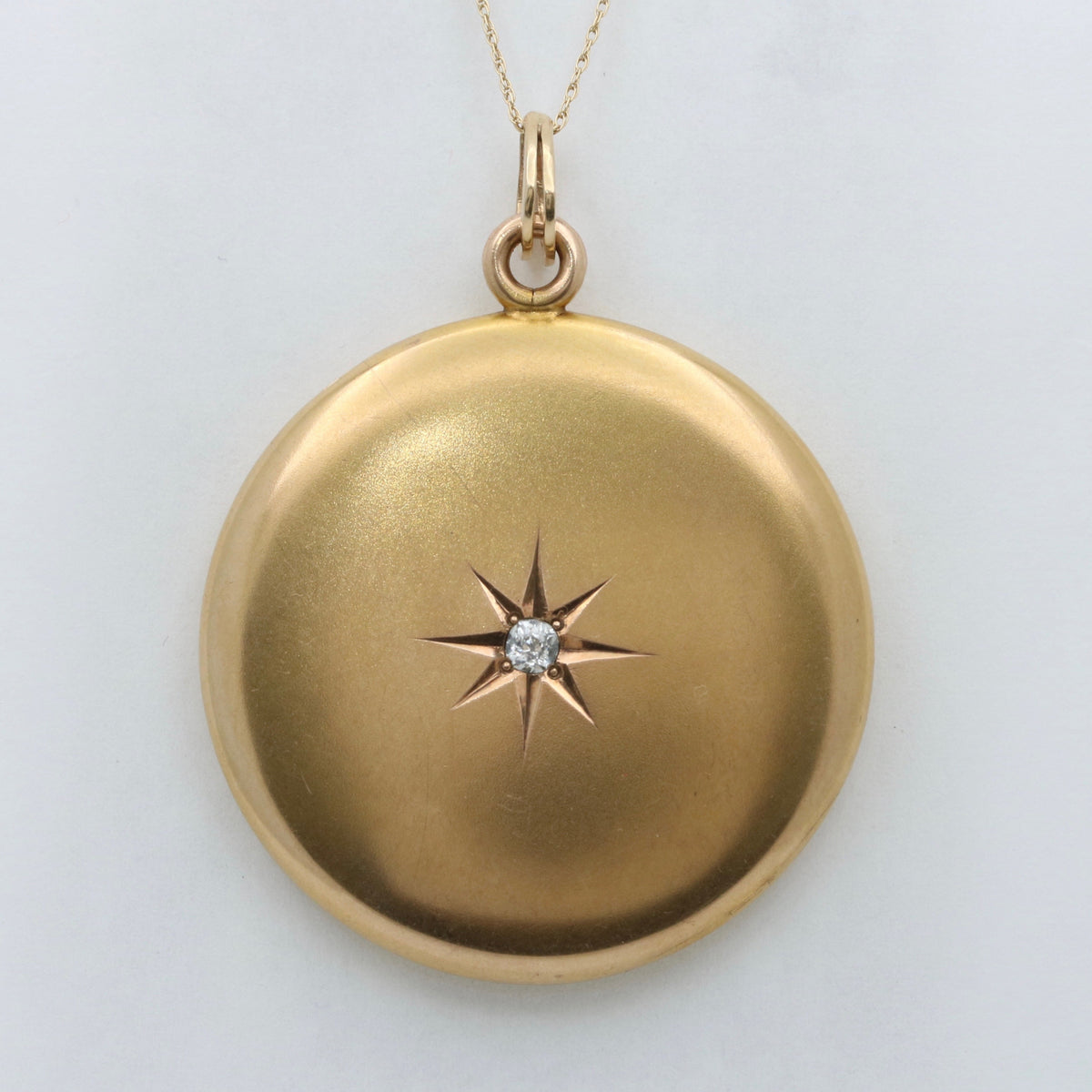 Large Victorian Star Set Diamond and 10K Gold Locket