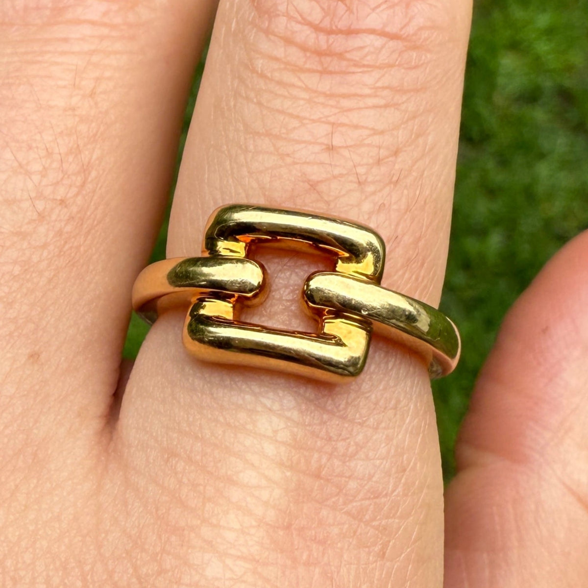 Tiffany & Co 18K Gold Biscayne Buckle Ring, Size 8