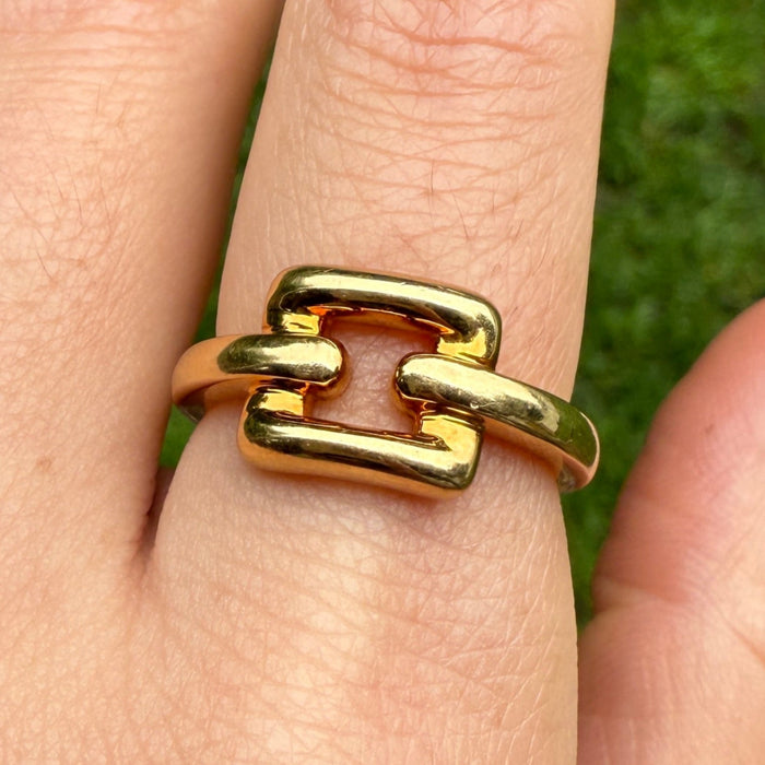 Tiffany & Co 18K Gold Biscayne Buckle Ring, Size 8