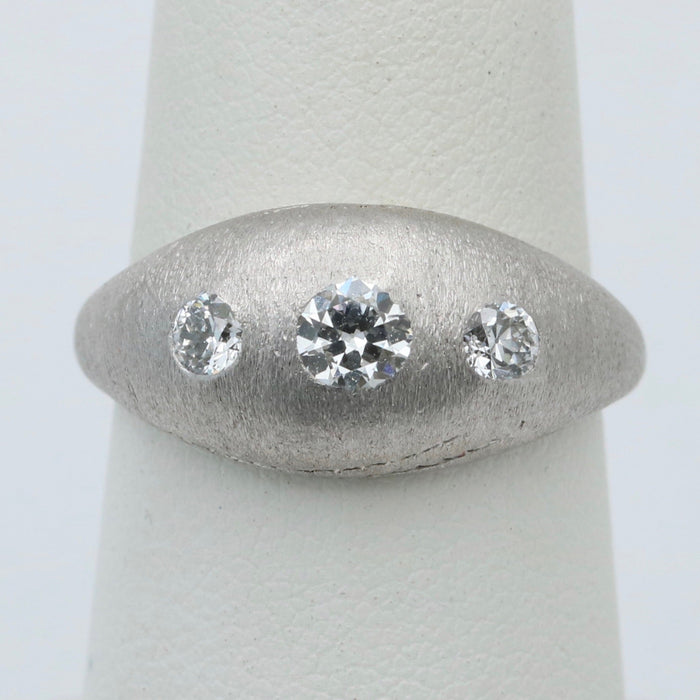 Vintage Diamond and 18K Gold Flush Set Dome Ring