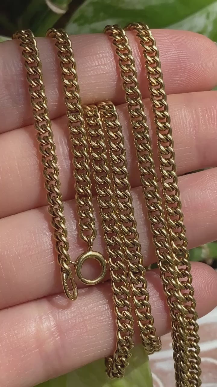Vintage Tiffany & Co 18K Gold Curb Link Chain, 26.5” Long