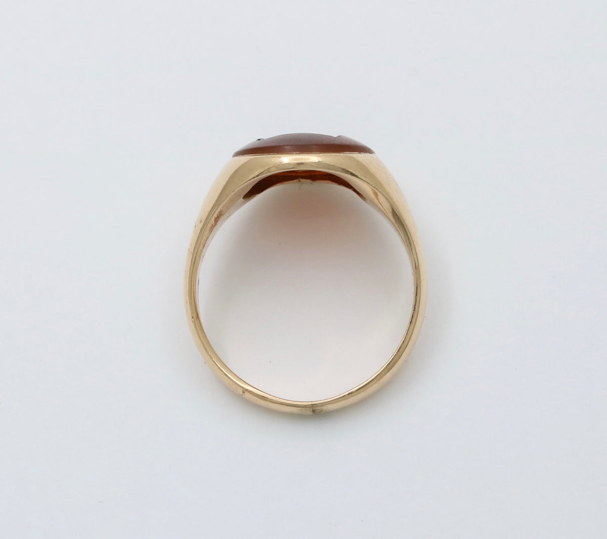 Antique Carved Carnelian Intaglio Ducks and 14K Gold Signet Ring