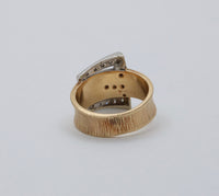 Vintage 14K Gold and Diamond Buckle Ring