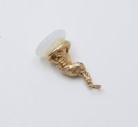Antique 14K Gold and White Agate Peacock Fob, Charm