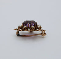 Victorian 14K Gold and Amethyst Snowflake Pendant, Pin