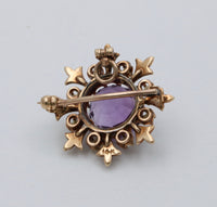 Victorian 14K Gold and Amethyst Snowflake Pendant, Pin
