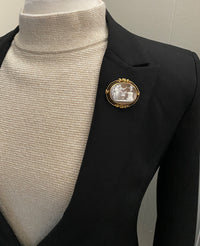 Victorian 18K Gold Putti Cherub Carved Shell Cameo Brooch, Pin