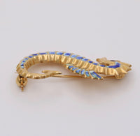 Vintage Enamel and 18K Gold Seahorse Pin