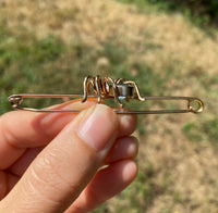 Antique Aquamarine, Pearl, and 9K Gold English Spider Bar Pin