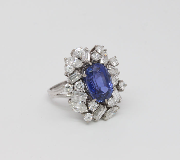Rare 7.8 Carat GIA Certified No Heat Color Change Sapphire and Diamond 14K Gold Cocktail Ring - alpha-omega-jewelry