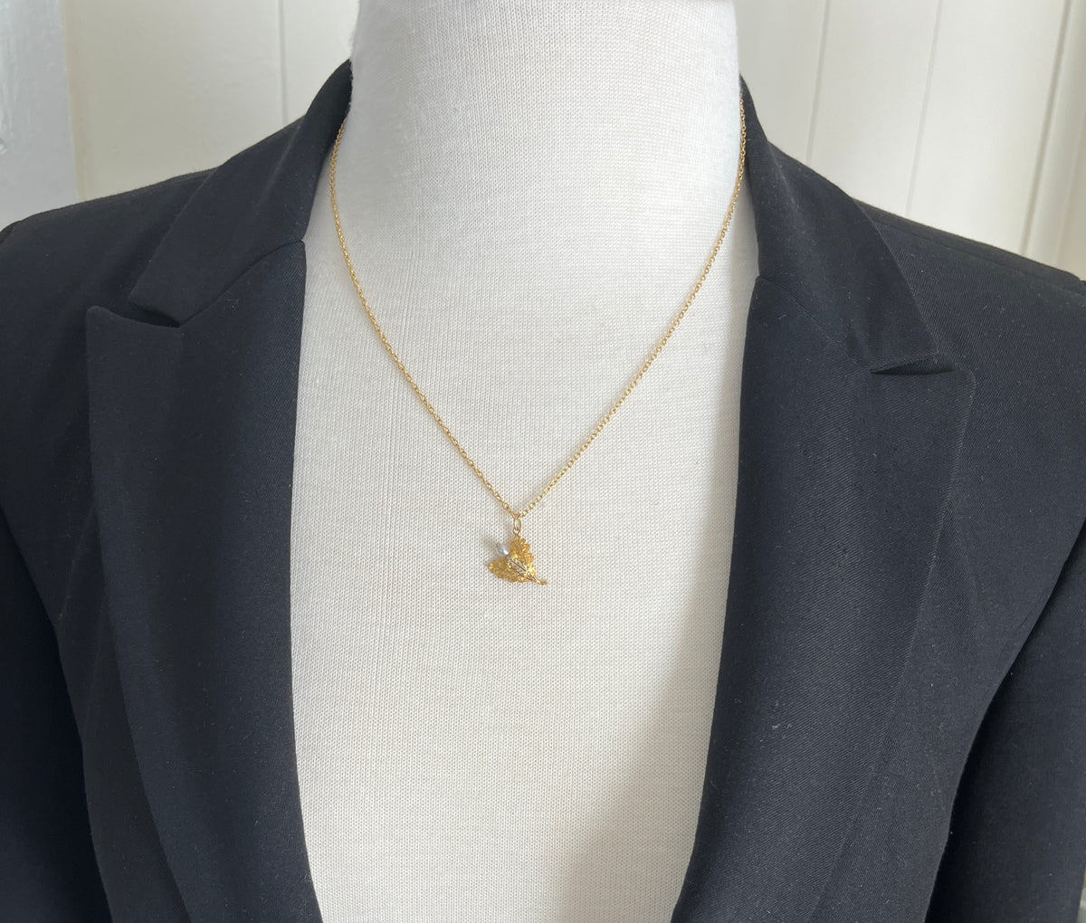Victorian 14K Gold and Pearl Acorn and Oak Leaf Charm