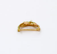 Art Nouveau Krementz 14K Gold and Enamel Crescent and Lotus Flower Pin