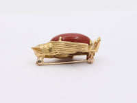 Vintage 18K Gold and Jasper Penguin Brooch, Italian Bird Pin