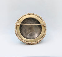 Victorian 14K Gold and Silver Pave Turquoise Dome Shaped Brooch, Antique Pin