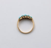 Antique Five Stone Turquoise and 14K Gold Band, Stacking Ring