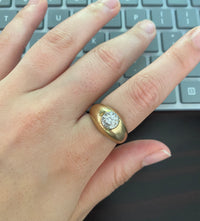 Vintage 14K Gold and Diamond Cluster Flush Set Ring