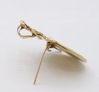 Art Nouveau 14K Gold Diamond Opalescent Enamel Bow Lady Profile Pendant Pin - alpha-omega-jewelry