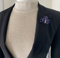 Victorian 18K Gold, Rose Cut Diamond, Enamel Snake Ribbon Brooch, Antique Pin