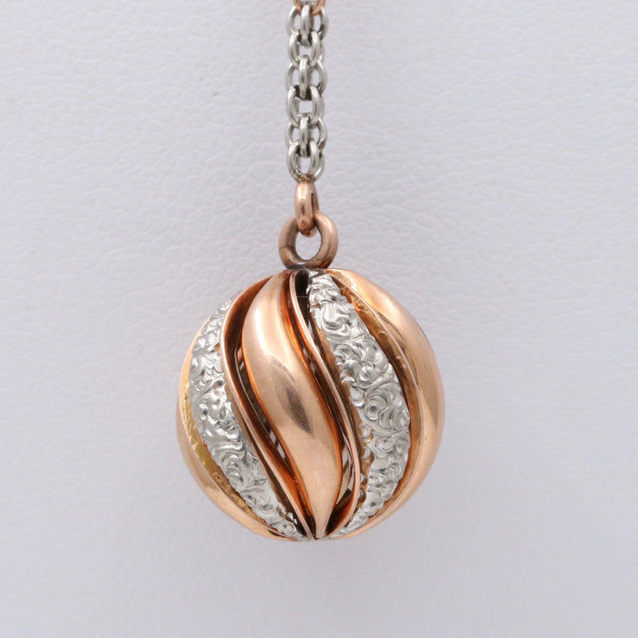 Antique 14K Gold Swirly Ball Fob, Pendant