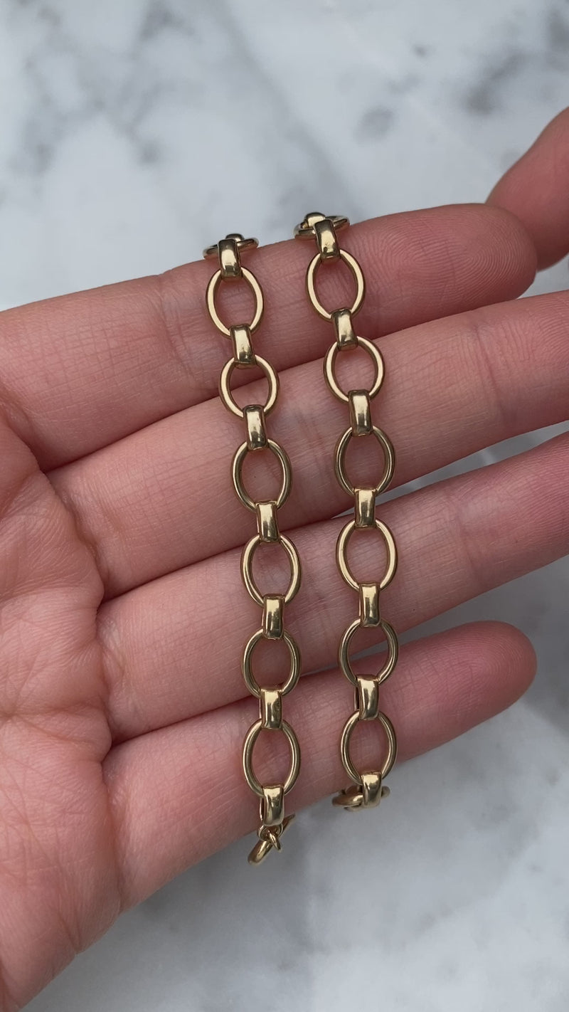 Vintage 14K Gold Oval Link Bracelet, 8.5” Long