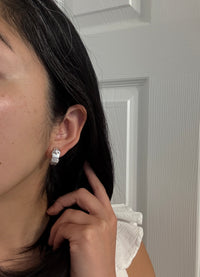 Diamond and 14K White Gold Buckle Huggie Earrings