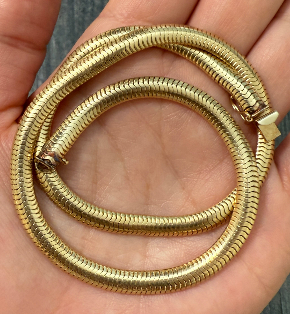 Vintage 14K Gold Snake Chain, 16" Long