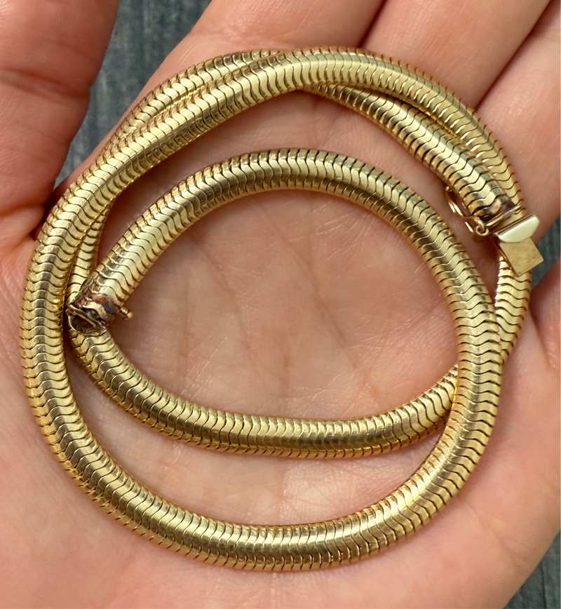 Vintage 14K Gold Snake Chain, 16" Long