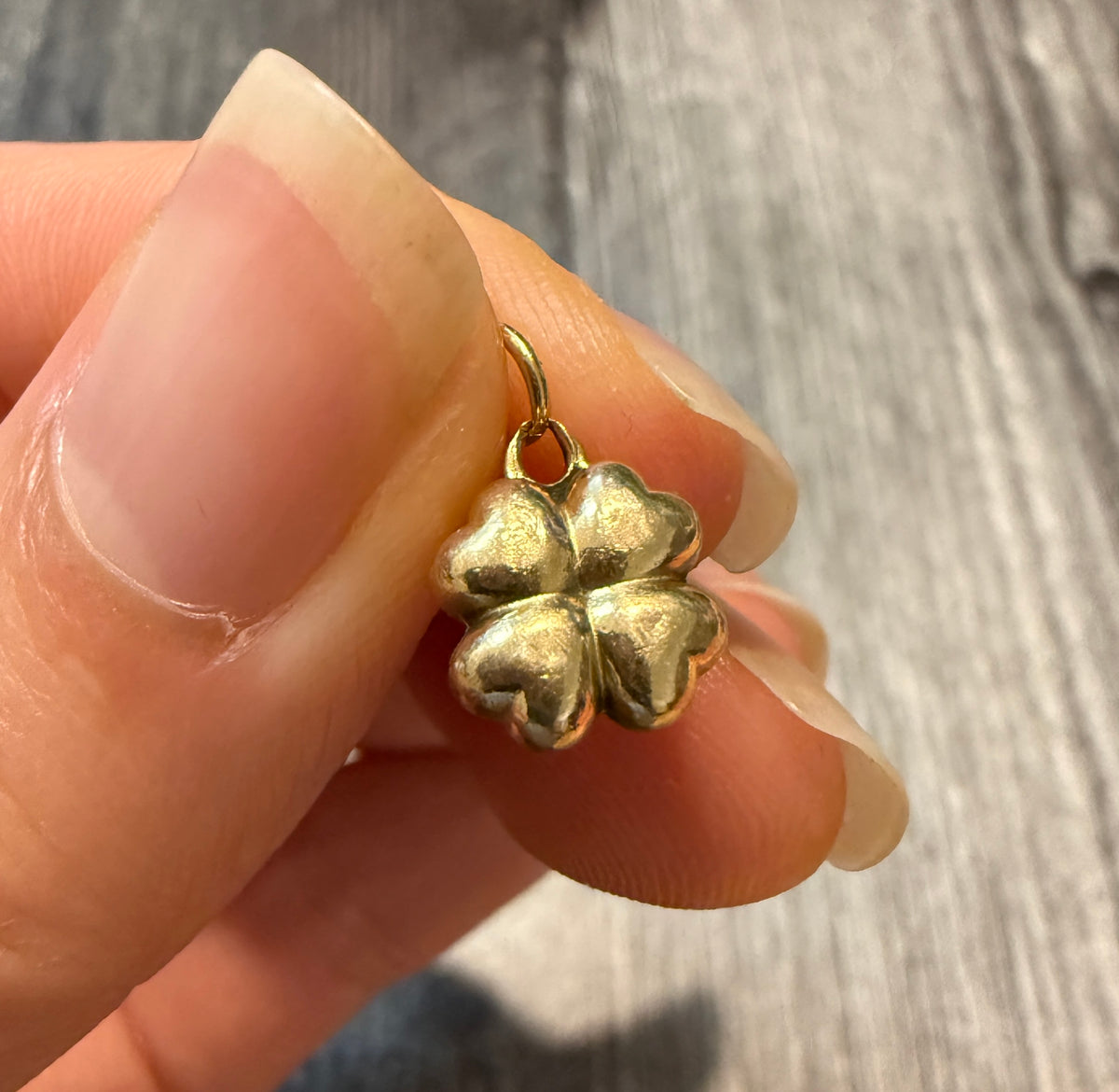 Small Puffy Clover Shamrock Charm in 14K Gold
