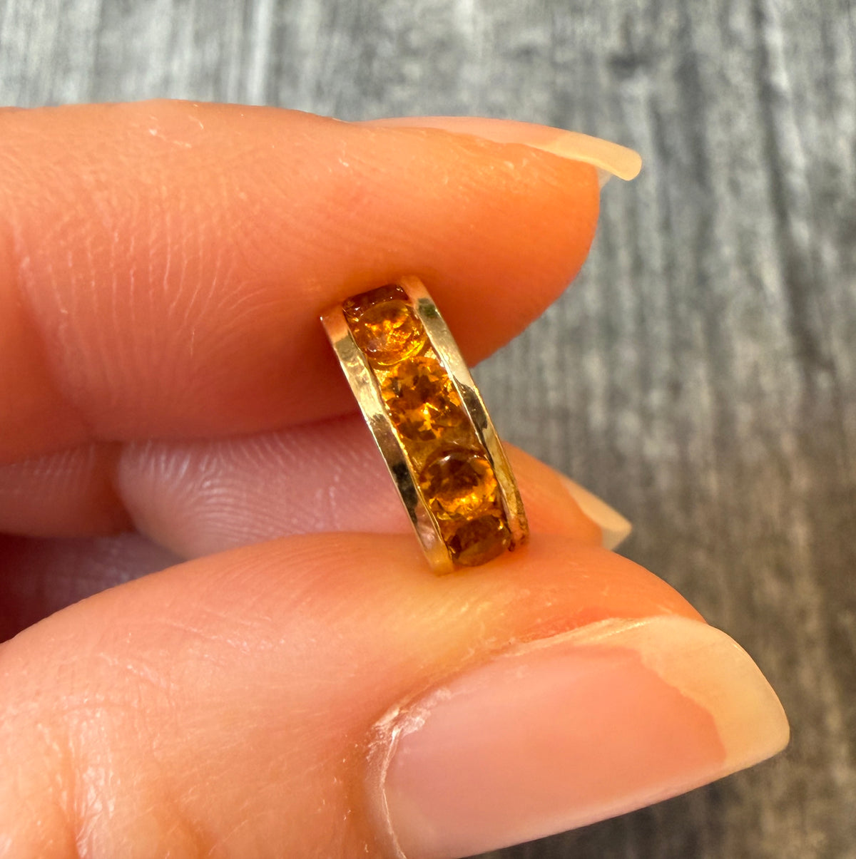 Citrine and 14K Gold Rondelle Charm