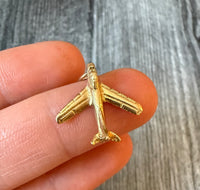 Vintage Travel Airplane Charm in 14K Gold