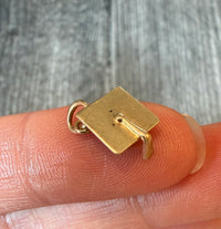 Mini Vintage 14K Gold Graduation Cap Charm