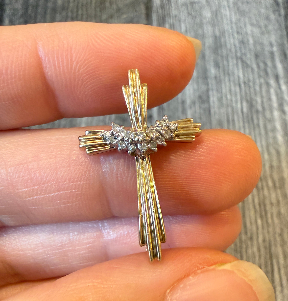 Diamond Cross Charm in 10K Gold (I)