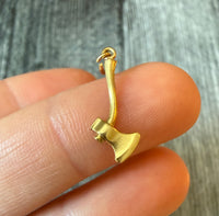 Mini Vintage Axe Charm in 14K Gold