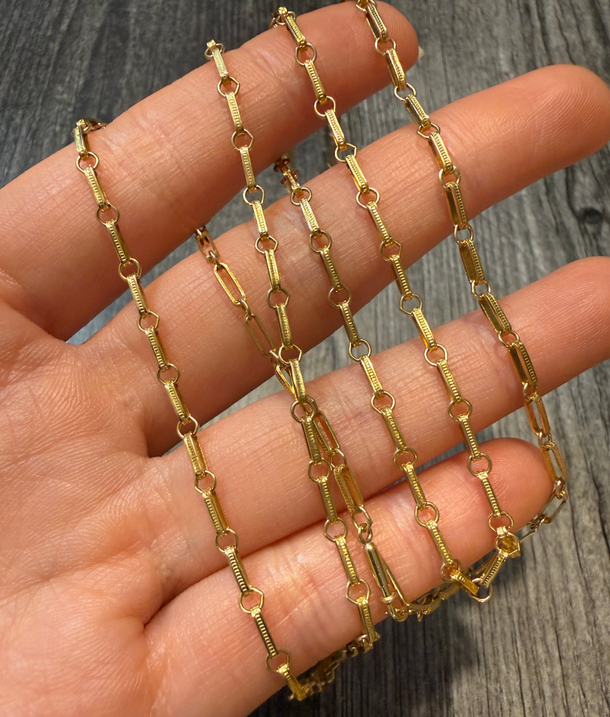 Vintage Extra Long Book Chain in 14K Gold, 30.5” Long
