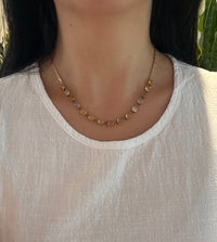 Ethiopian Opal Tennis Style Necklace in 14K Gold, 17.25" Long (I)
