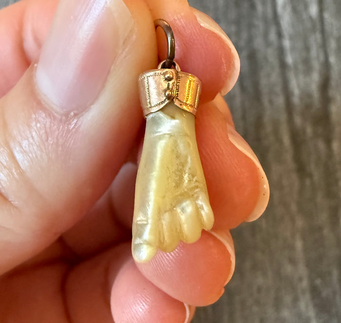 Antique Carved Mother of Pearl Clenched Fist Charm