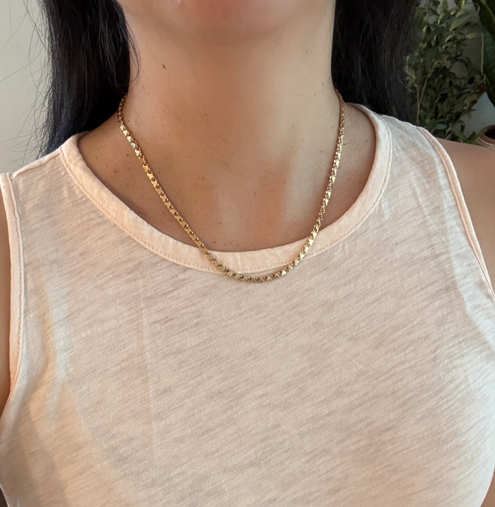 Vintage Heart Link Chain in 14K Gold, 18” Long