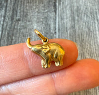Small Puffy Elephant Charm in 18K Gold
